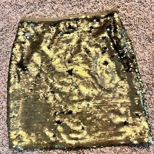 LOFT Gold Sequin Pencil Skirt